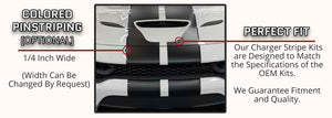 Dodge Charger Hellcat Racing Stripes with Optional Pinstriping (Twin Rally Stripes, 2015-2022) - Stripe Source