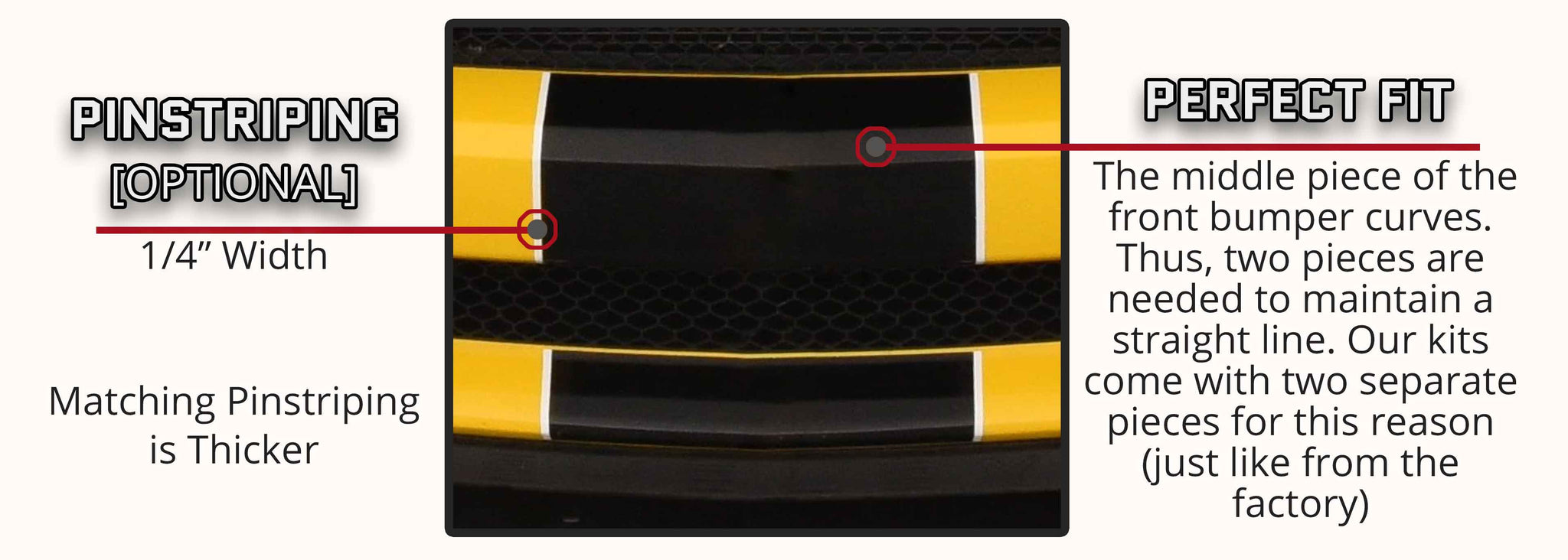Ford Mustang Center Stripes with optional Pinstriping (2015-2017) - Stripe Source