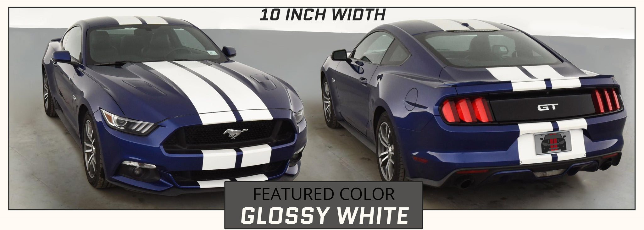 Ford Mustang Racing Stripes with Pinstripes (Rally/Dual/Lemans, 2015-2017) - Stripe Source