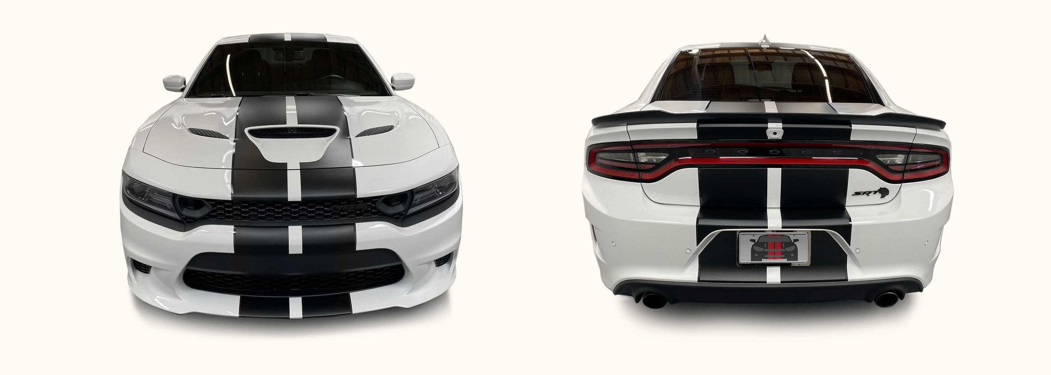 Dodge Charger Hellcat Racing Stripes (Twin Rally Stripes with Optional Pinstriping, 2015-2022) - Stripe Source