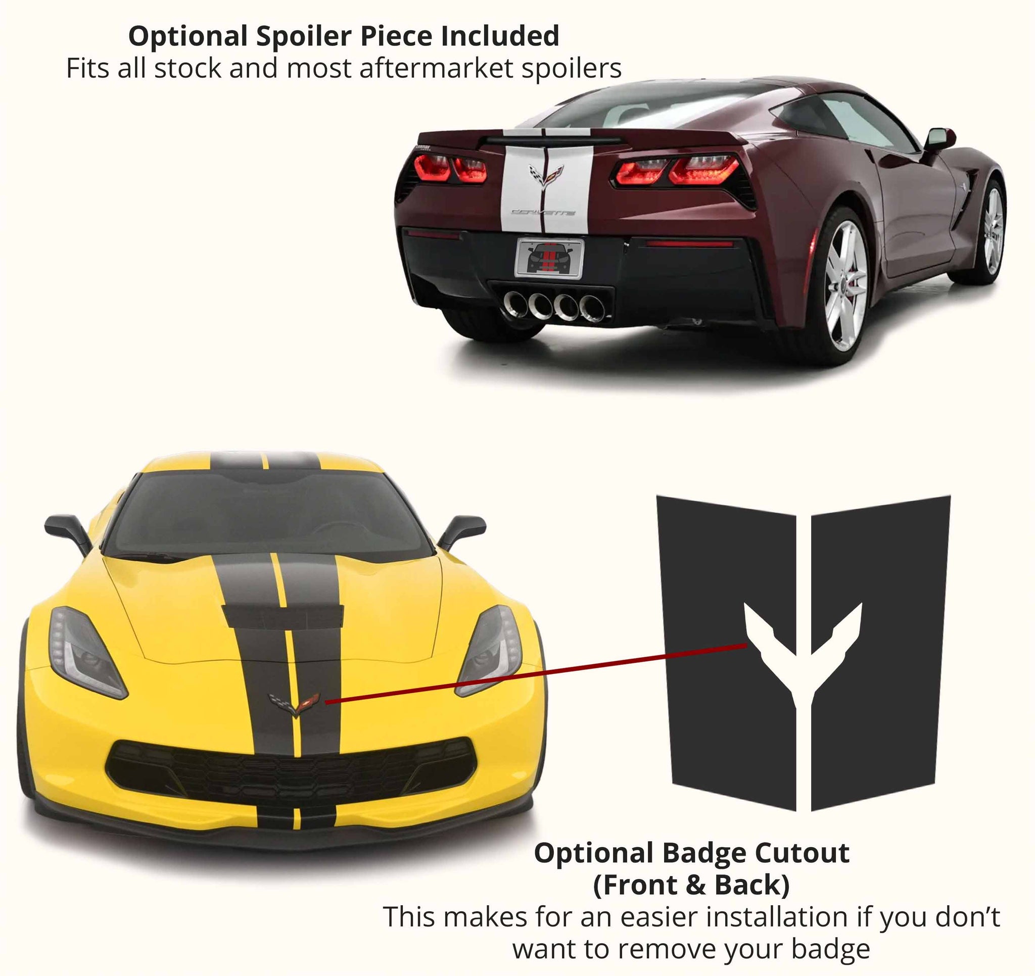 Chevrolet Corvette Racing Stripes (Twin Rally Stripes with Optional Pinstriping, 2014-2019) - Stripe Source