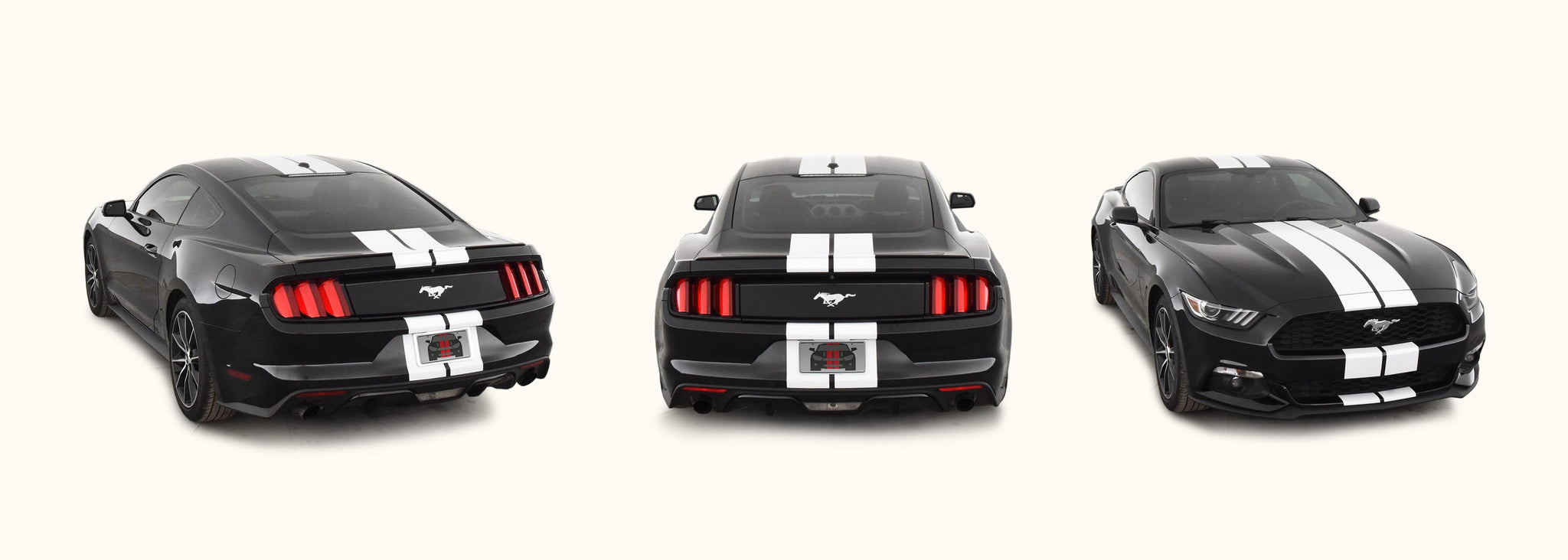 Ford Mustang Dual Rally Racing Stripes with Optional Pinstriping (2015-2017) - Stripe Source