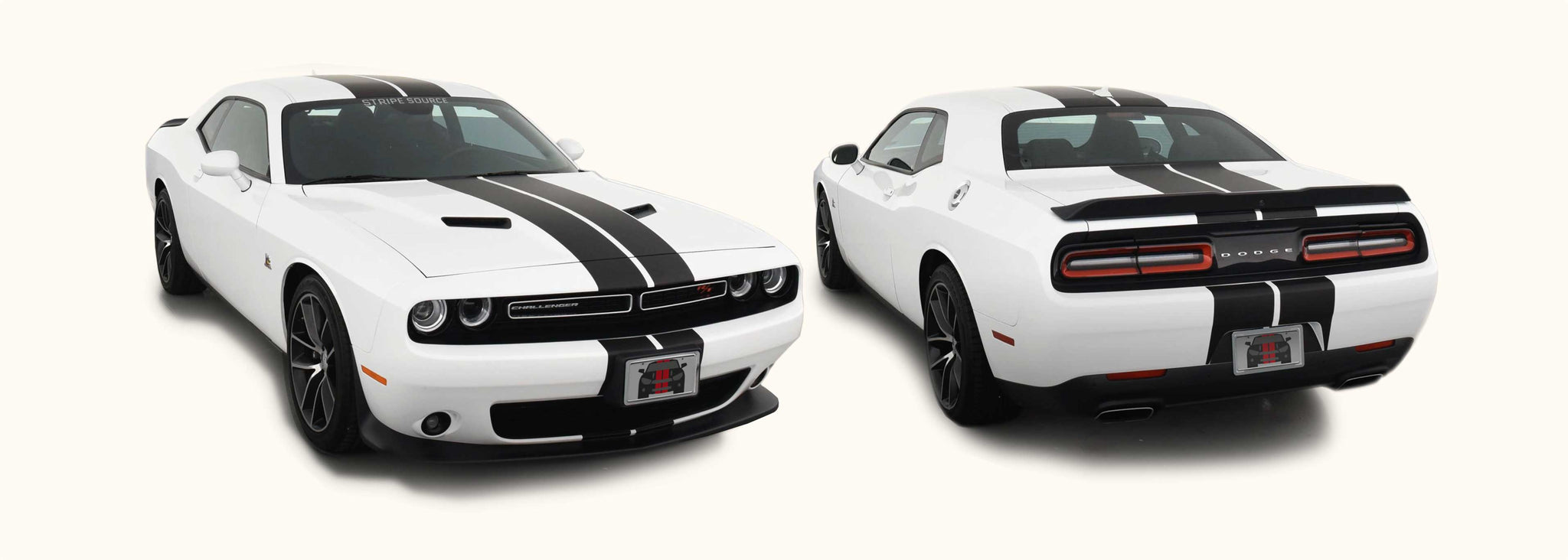 Dodge Challenger Twin Rally Racing Stripes with Optional Pinstriping (2015-2021) - Stripe Source